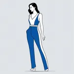 sleek form-fitting blue jumpsuit with white side panels image